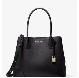 Michael Kors Mercer Gallery Leather Center Zip Tote Bag Black Sz 12 X 10 X 5.5"